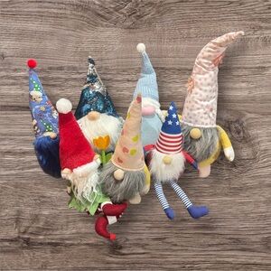 Lot 6 Seasonal Holidays Fabric Assorted Material Plush Gnome Gnomes Figures